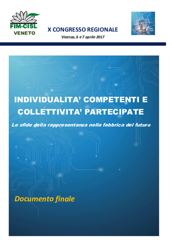 Documento Finale Congresso Fim Veneto 7 aprile 2017