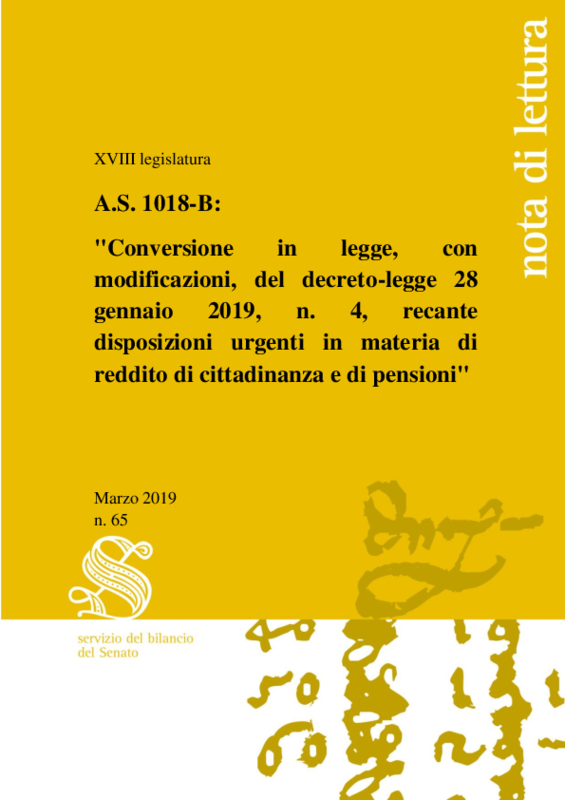 RdC e Quota 100_Nota di lettura_Senato