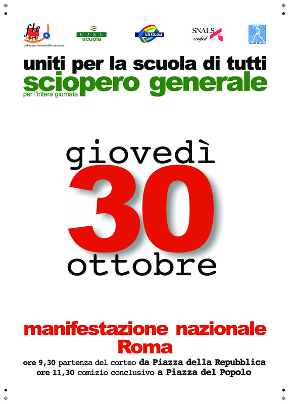 manifesto sciopero scuola del 30 ottobre- sindacati scuola