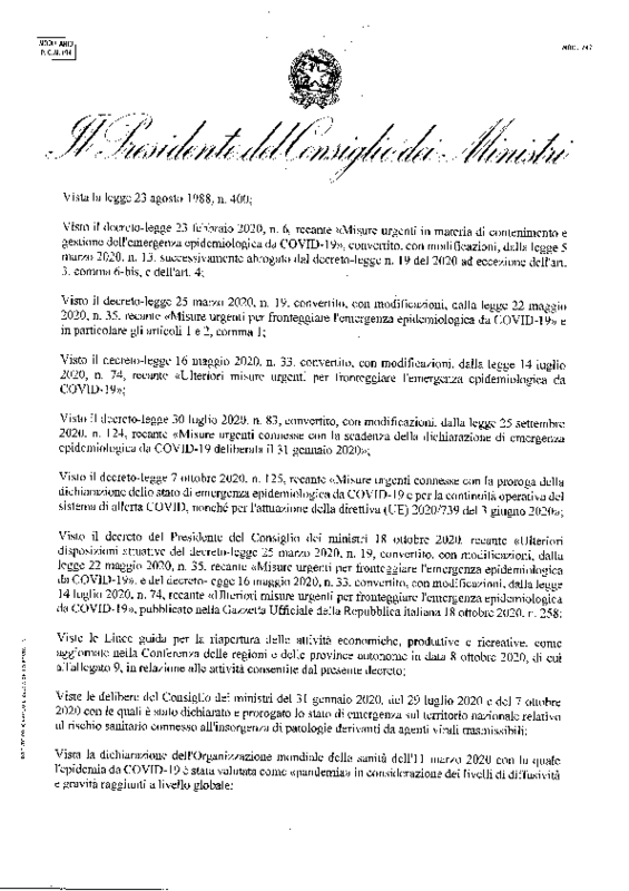 DPCM 24 ottobre 2020