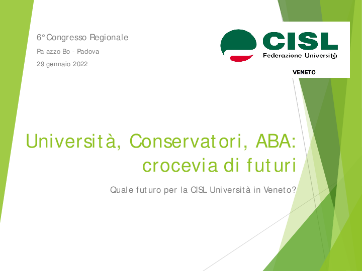 Relazione congressuale CISL UNIVERSITA' Veneto