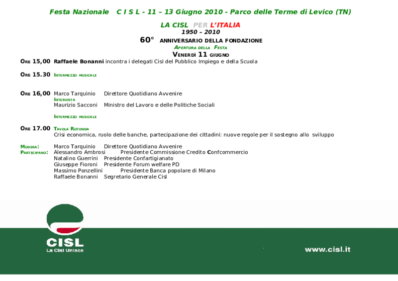 il programma della Festa