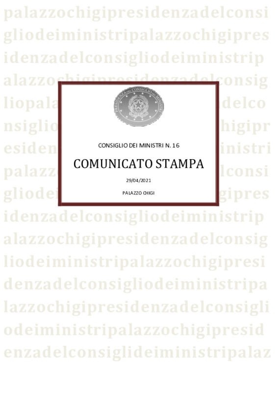 Cdm 29 aprile 2021