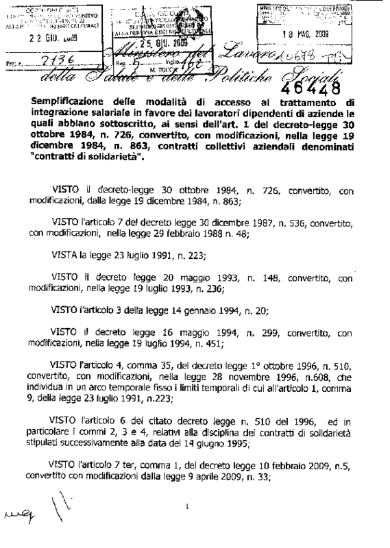 Decreto Interministeriale 46488 “semplificazione accesso CdS”. 10 luglio 2009