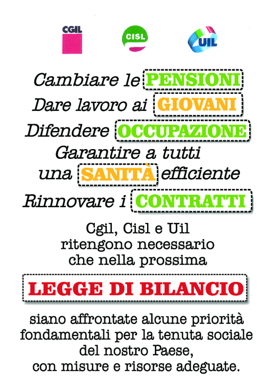 Volantino Cgil Cisl e Uil_Legge di Bilancio