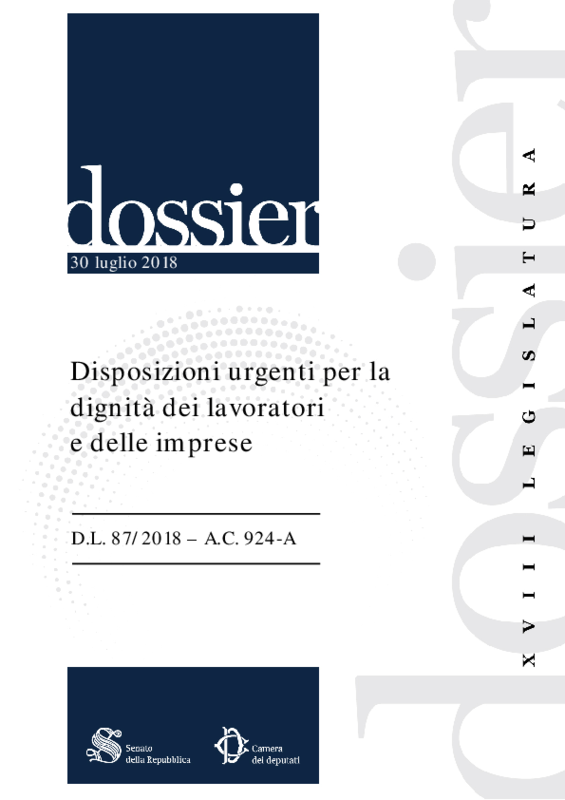 Parlamento_Decreto Dignità_dossier