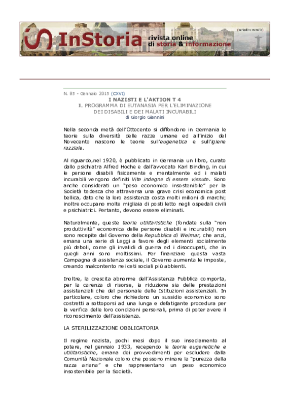 InStoria.it - I Nazisti e l'Aktion T4 (2015)