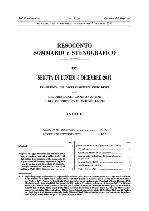 Monti, intervento alla Camera dei Deputati 5-12-2011