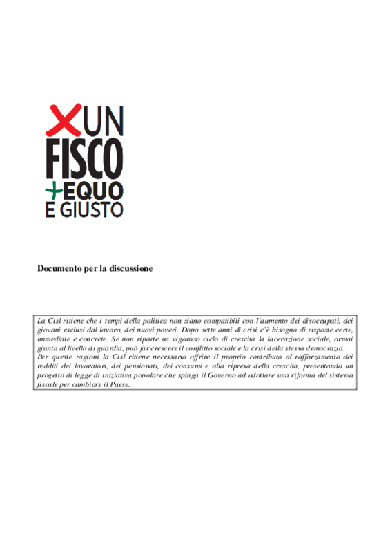 Per un fisco più equo - documento CISL di discussione