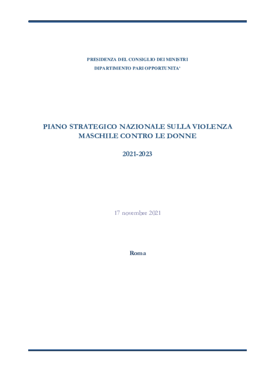 Piano strategico nazionale sulla violenza maschile contro le donne 2021-2023