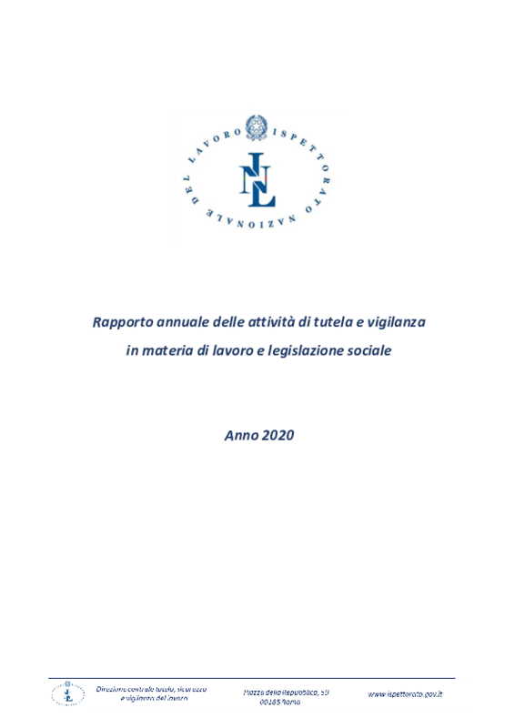 Rapporto annuale delle attività di tutela e vigilanza in materia di lavoro