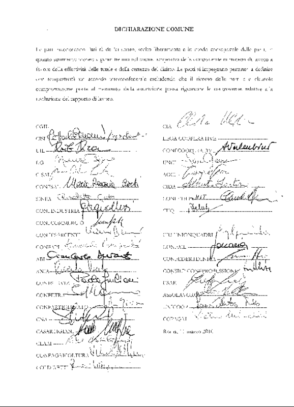 Dichiarazione comune su arbitrato dell'11 marzo 2010