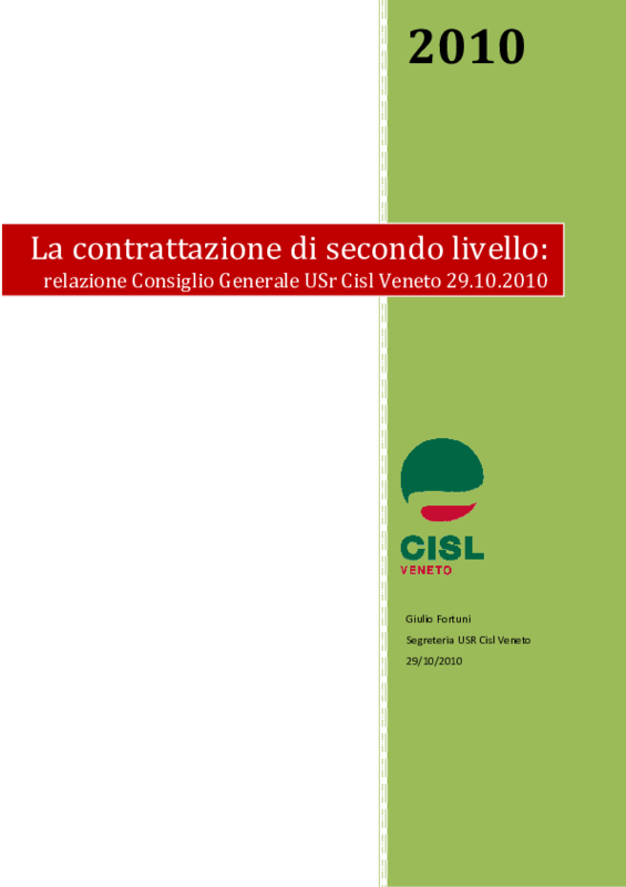 Relazione di Giulio Fortuni, segreteria USR Cisl Veneto