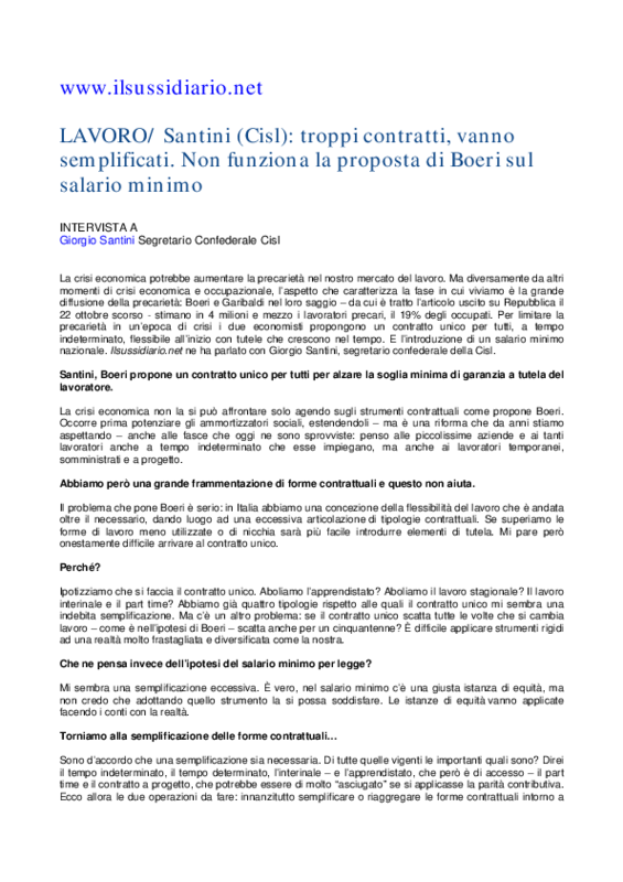 Intervista a G. Santini.www.ilsussidiario.net. 10 novembre 2008