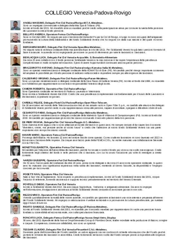 Candidati collegio Venezia-Padova-Rovigo