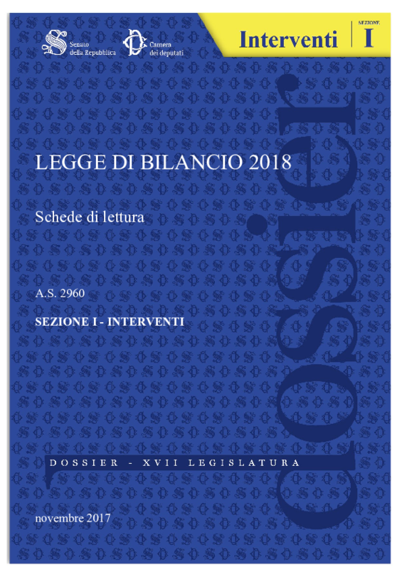 Ddl_Legge Bilancio 2018_Schede di lettura_Senato