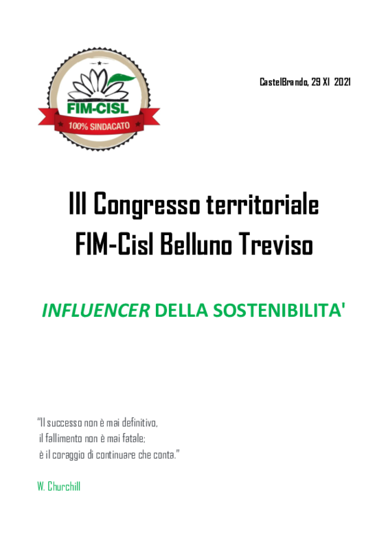 Relazione congressuale FIM Belluno Treviso