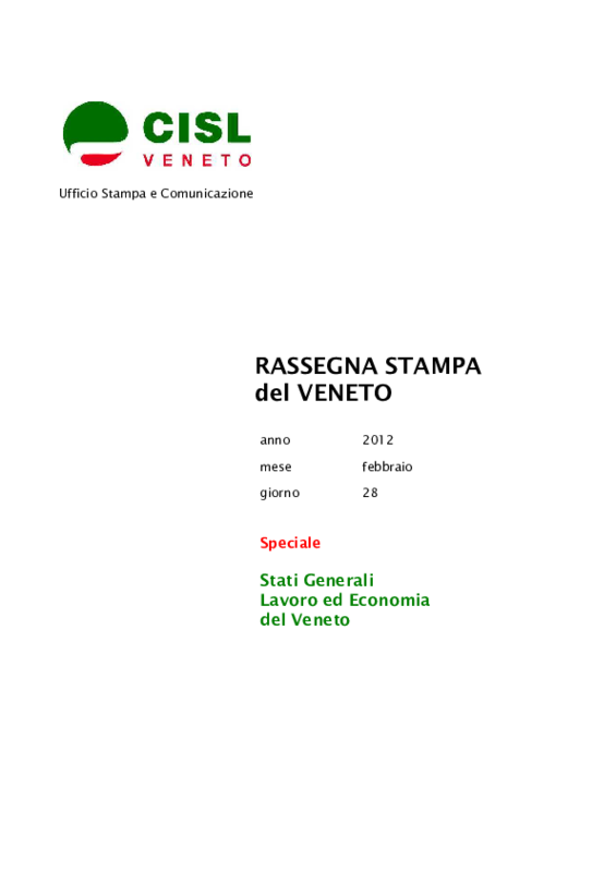 Stati Generali del Veneto_27 febbraio 2012_Rassegna Stampa