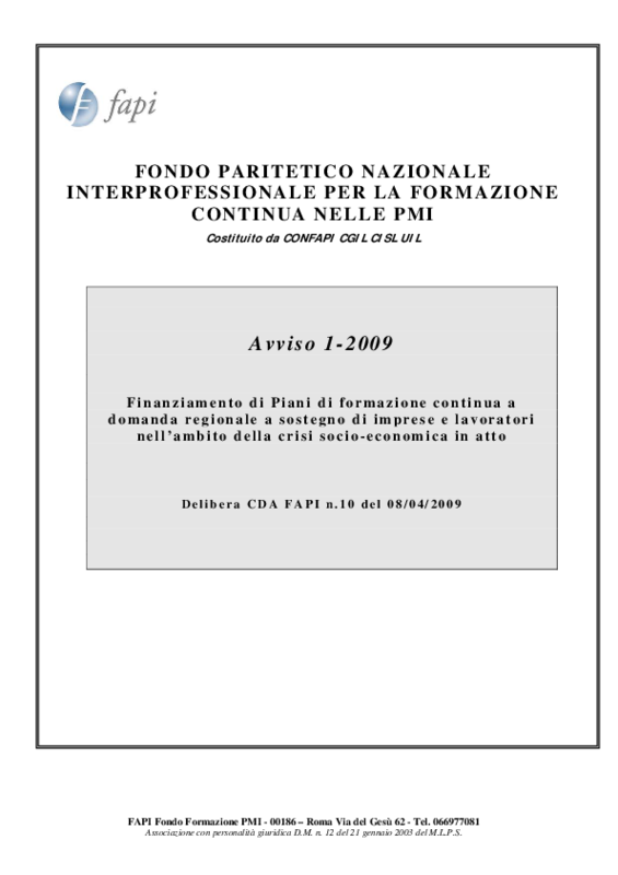 FAPI, Piani di formazione continua a sostegno di imprese e lavoratori