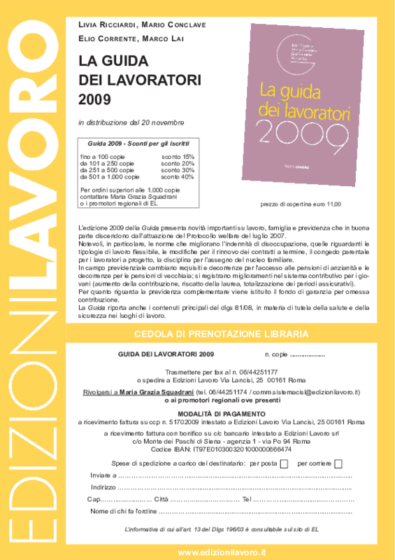 cedola guida lavoratori 2009
