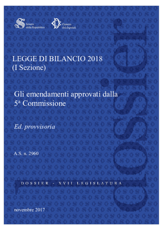 Legge di Bilancio 2018_emendamenti C Comm. Senato