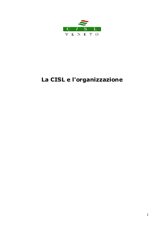 La CISL e l'organizzazione