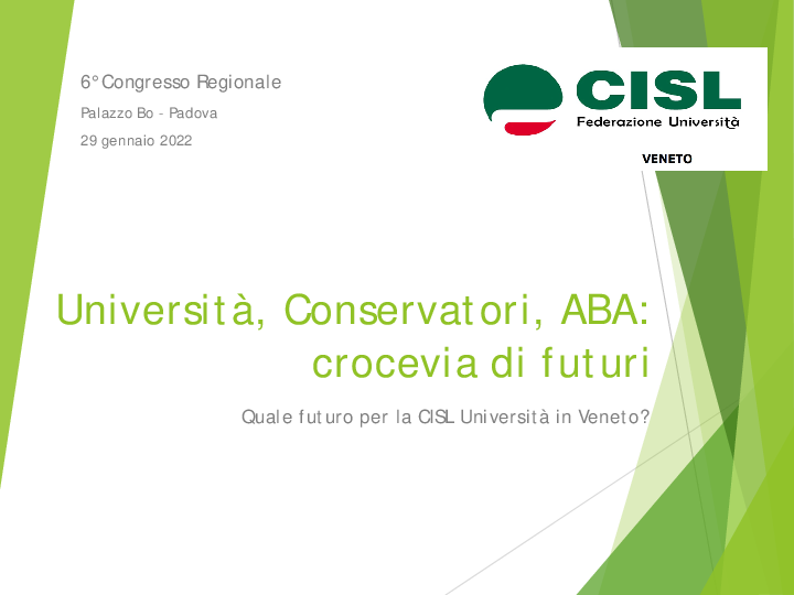 Relazione congressuale Cisl Università Veneto