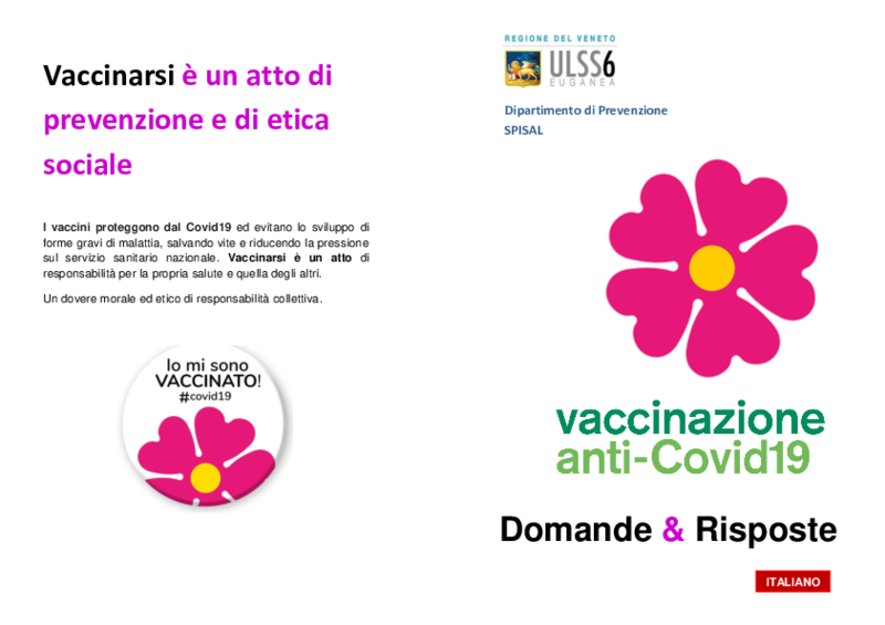 Opuscolo vaccino lingua italiana